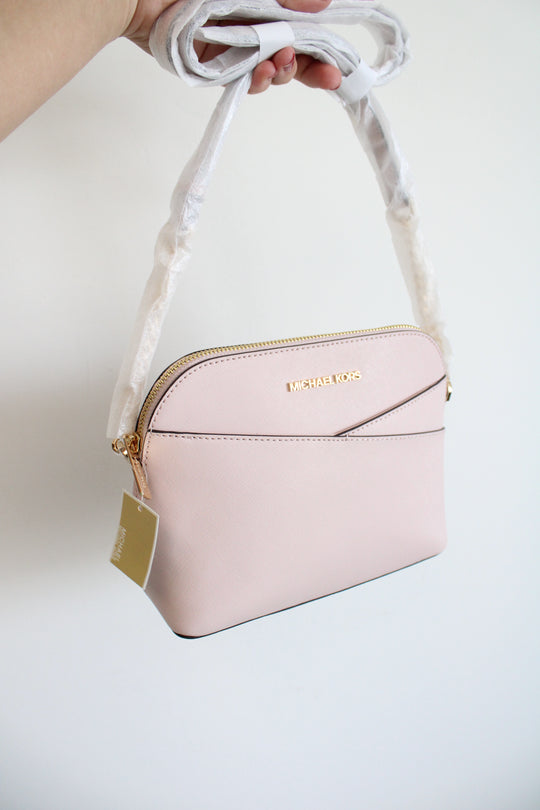 NEW Michael Kors Jet Set Light Pink Dome Leather Crossbody Bag