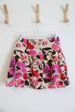 NEW Sele Brown Pink & Tan Floral Mini Skirt | S