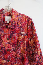 CJ Banks Pink & Orange Paisley Corduroy Jacket | X