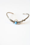 Vintage Feather Swirl Turquoise Sterling Silver Cuff Bracelet