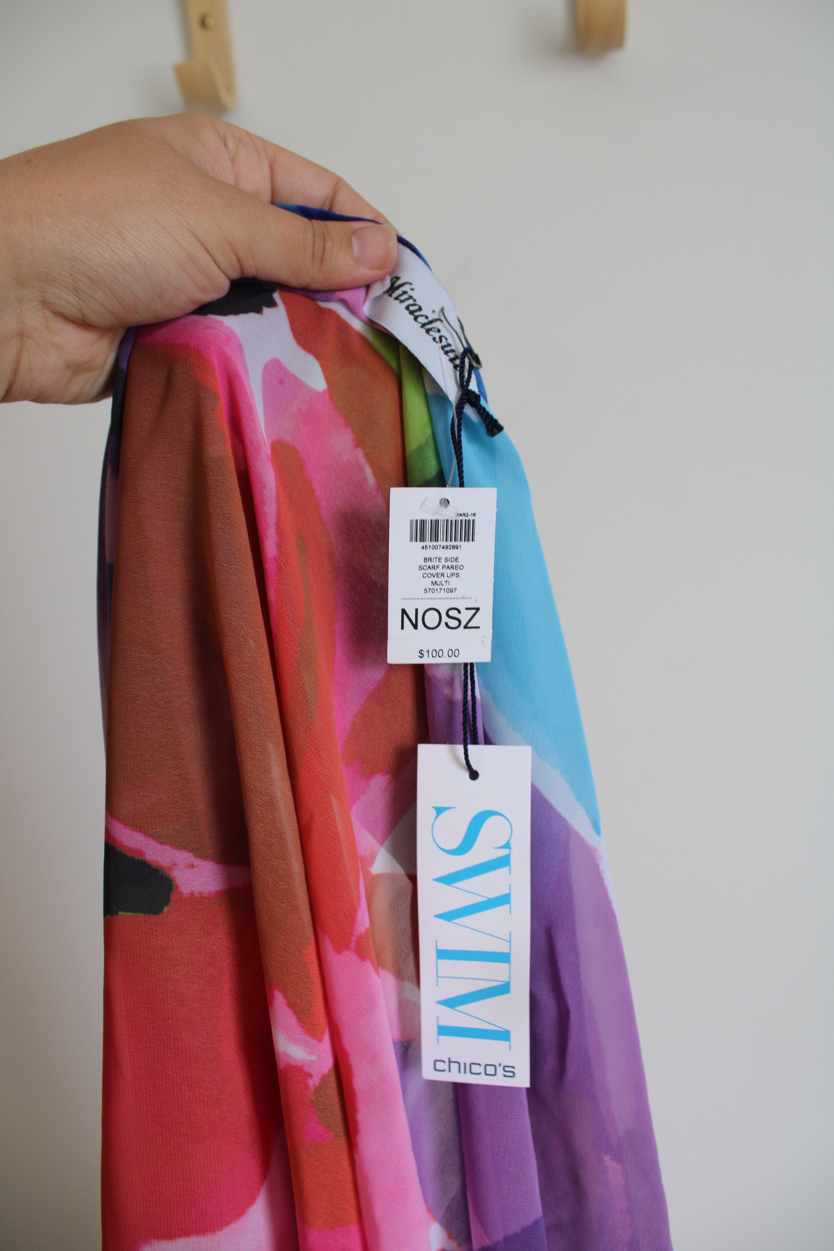 NEW Chico's Miraclesuit Brite Side Cover Up Sarong Scarf