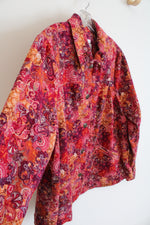 CJ Banks Pink & Orange Paisley Corduroy Jacket | X