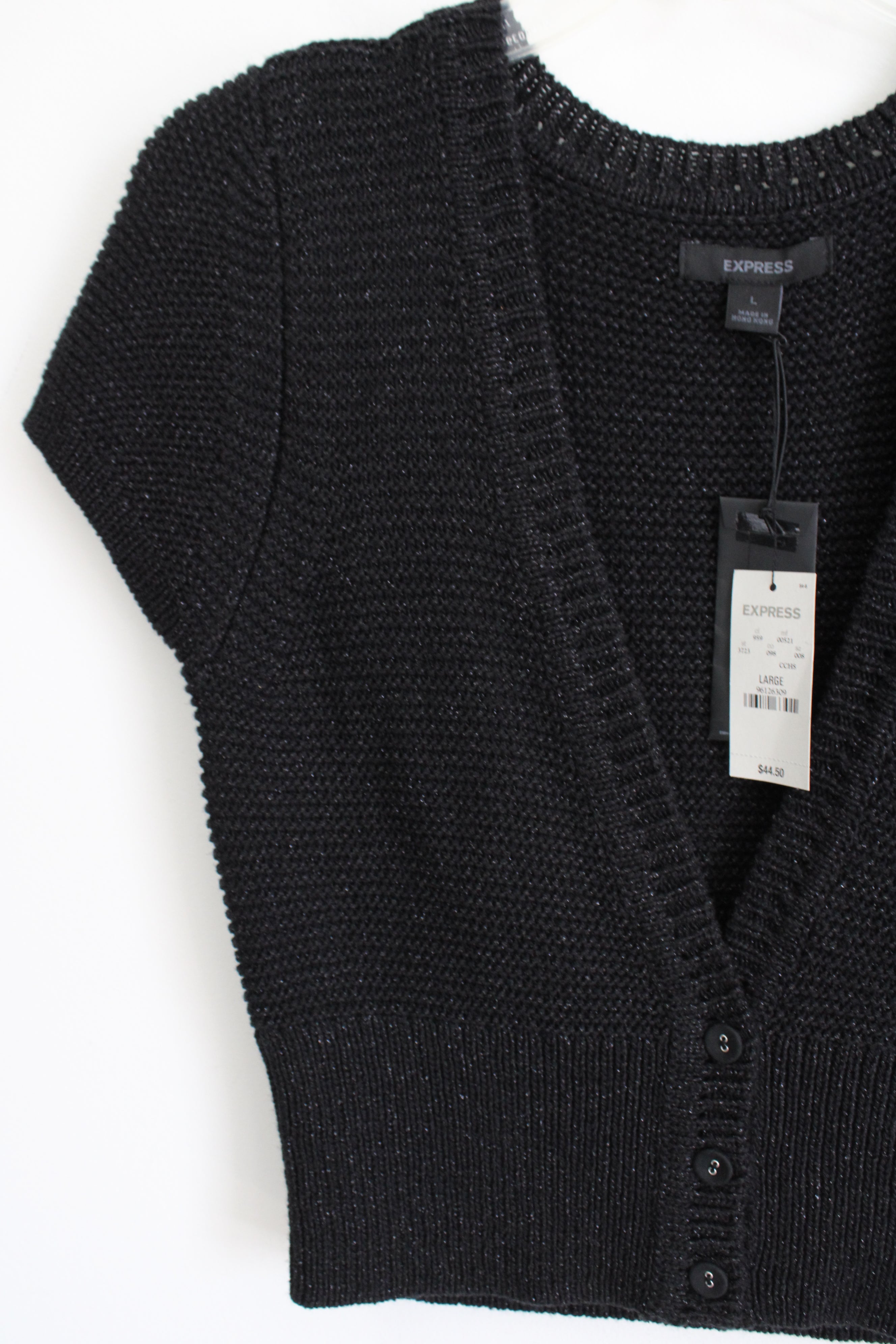 NEW Express Black Shimmer Knit Shrub Cardigan | L
