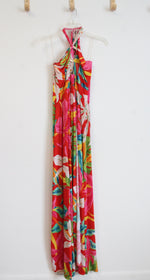Good Times USA Red Tropical Print Halter Neck Maxi Dress | S