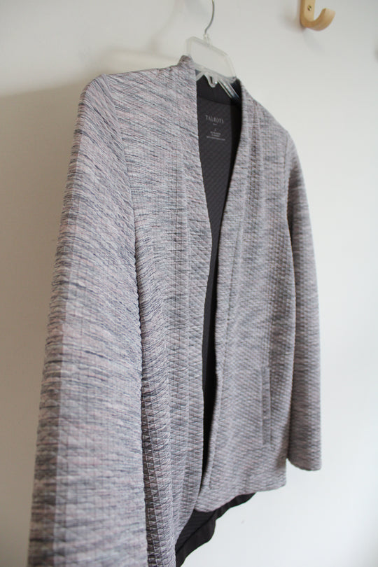 Talbots Gray Pink Patterned Quilted Open Cardigan | S