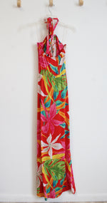 Good Times USA Red Tropical Print Halter Neck Maxi Dress | S