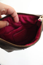Coach Signature Brown & Fuchsia Trim North/South Crossbody Bag