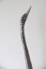 Silver Metal Etched Long Neck Goose Figurine