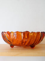 Indiana Glass Amber Sunflower Scalloped Edged Footed Bowl