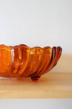 Indiana Glass Amber Sunflower Scalloped Edged Footed Bowl