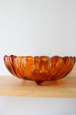 Indiana Glass Amber Sunflower Scalloped Edged Footed Bowl