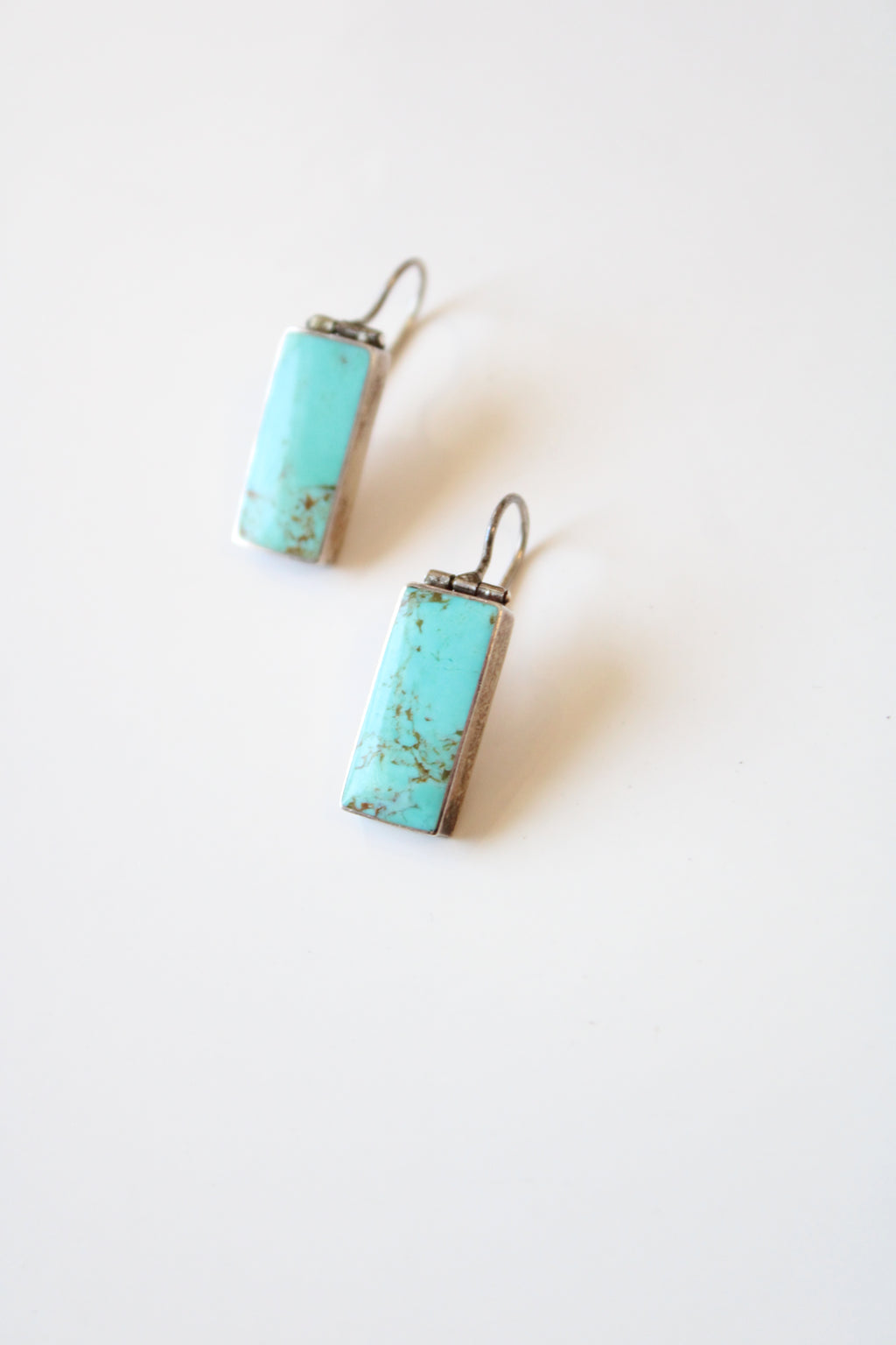 Vintage Turquoise Rectangle Dangle Earrings