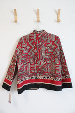 NEW Alfred Dunner Red Black & Tan Quilted Open Jacket | 18