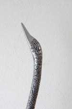 Silver Metal Etched Long Neck Goose Figurine