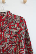 NEW Alfred Dunner Red Black & Tan Quilted Open Jacket | 18