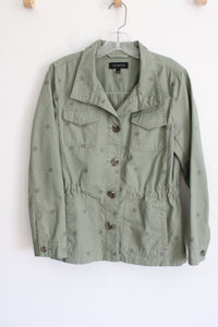 Talbots Olive Green Embroidered Light Jacket | S