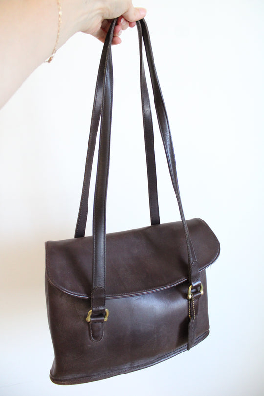 Coach Vintage 9808 Equestrian Flap Bag Mahogany Brown Purse