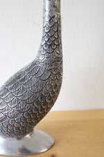 Silver Metal Etched Duck Figurine