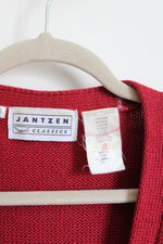 Vintage Jantzen Classics Red Hand Embroidered Fall Cardigan Sweater | M