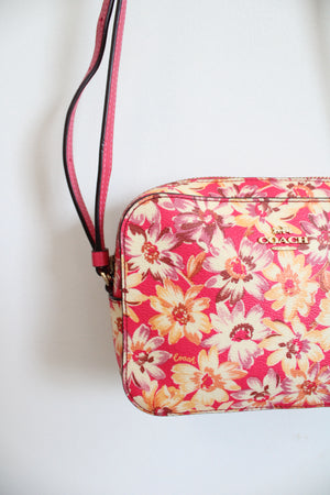 Coach Hot Pink Vintage Daisy Print Mini Crossbody Camera Bag