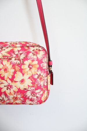 Coach Hot Pink Vintage Daisy Print Mini Crossbody Camera Bag