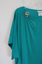 Michael Kors Teal Boatneck Drape Top | XS