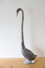 Silver Metal Etched Duck Figurine