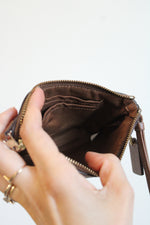 Coach Corner Zip Signature Coated Canvas Wristlet