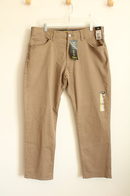 NEW Lee Extreme Motion Straight Fit Tapered Leg Tan Pants | 36x30