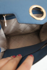 Michael Kors Carmen Flap Blue Leather Satchel