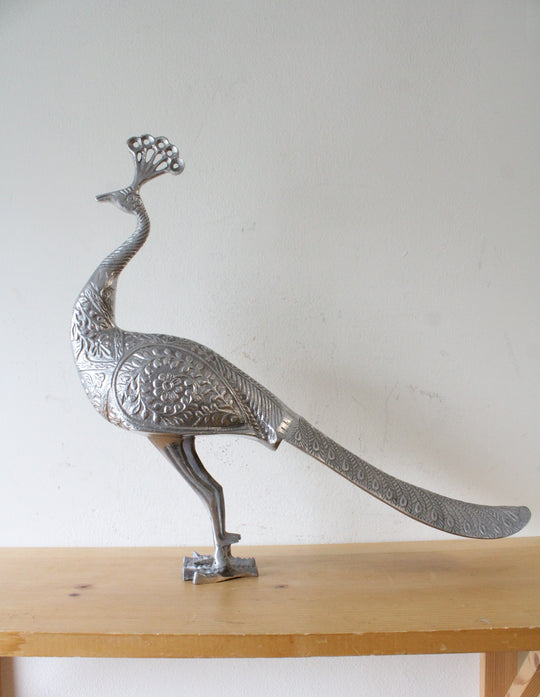 Aluminum Etched Peacock Figurine