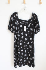 NEW Loft Black And White Square Neck Puff Sleeve Dress | M