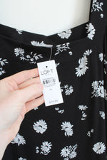 NEW Loft Black And White Square Neck Puff Sleeve Dress | M