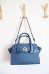 Michael Kors Carmen Flap Blue Leather Satchel