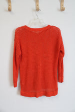 Michael Kors Orange Mesh Knit Sweater | L