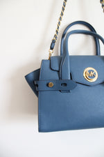 Michael Kors Carmen Flap Blue Leather Satchel