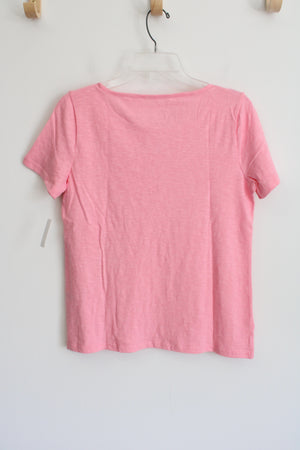 NEW Talbots Pink Lace Front Tee | S Petite