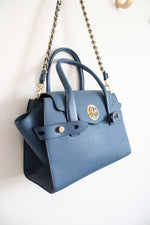 Michael Kors Carmen Flap Blue Leather Satchel