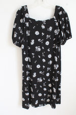 NEW Loft Black And White Square Neck Puff Sleeve Dress | M