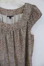 Anne Klein Brown & Tan Patterned Cap Sleeved Top | M
