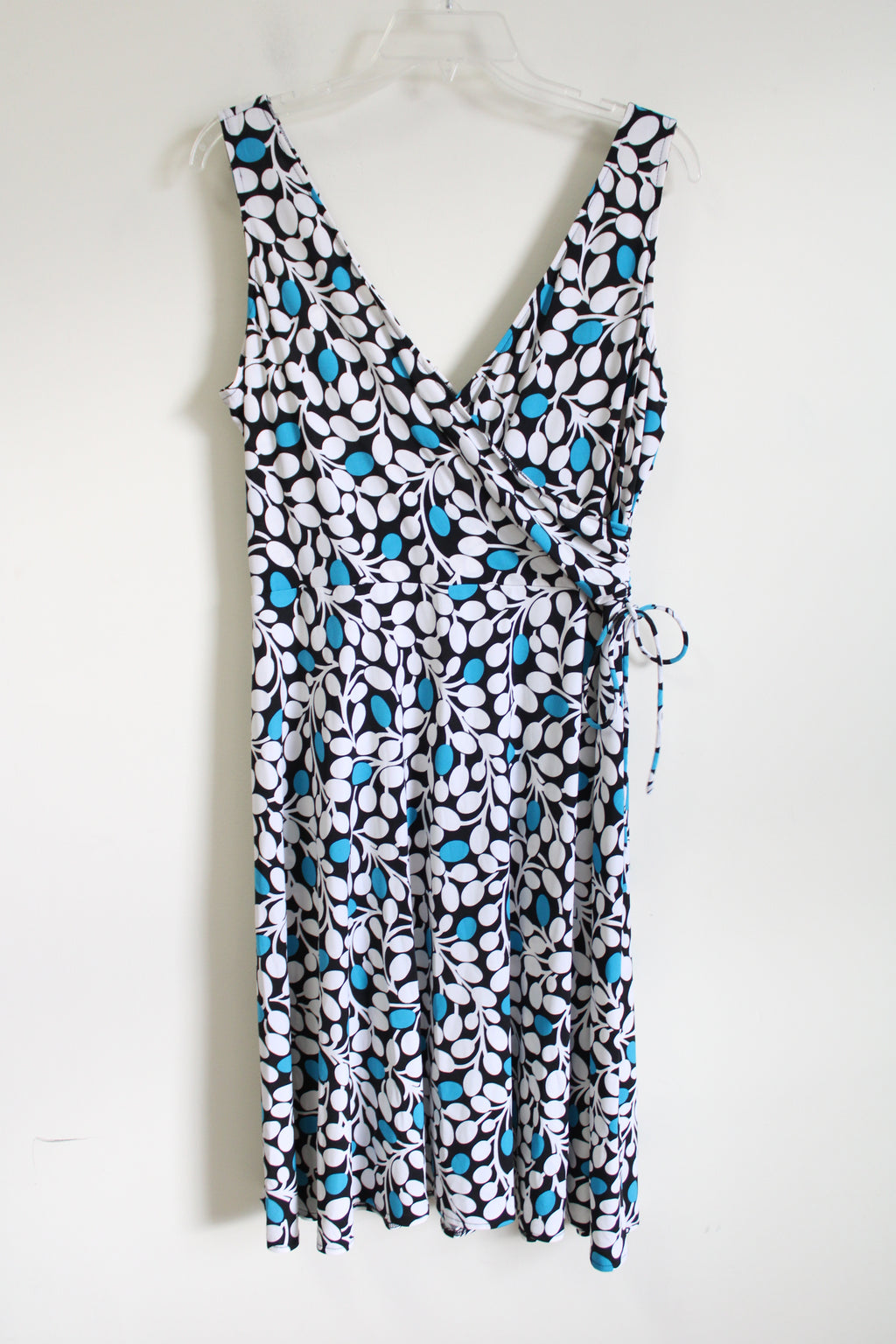 London Style Blue & Black Wrap Dress | 16 Petite