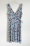 London Style Blue & Black Wrap Dress | 16 Petite