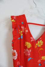 NEW LOFT Orange Floral Flutter Sleeveless Top | XXS Petite