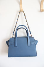 Michael Kors Carmen Flap Blue Leather Satchel