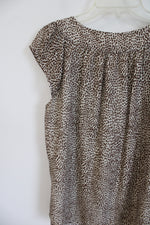 Anne Klein Brown & Tan Patterned Cap Sleeved Top | M
