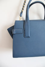 Michael Kors Carmen Flap Blue Leather Satchel