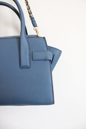 Michael Kors Carmen Flap Blue Leather Satchel