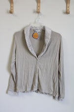 NEW Fresh Produce Cotton Tan Fur Collar Cardigan | M