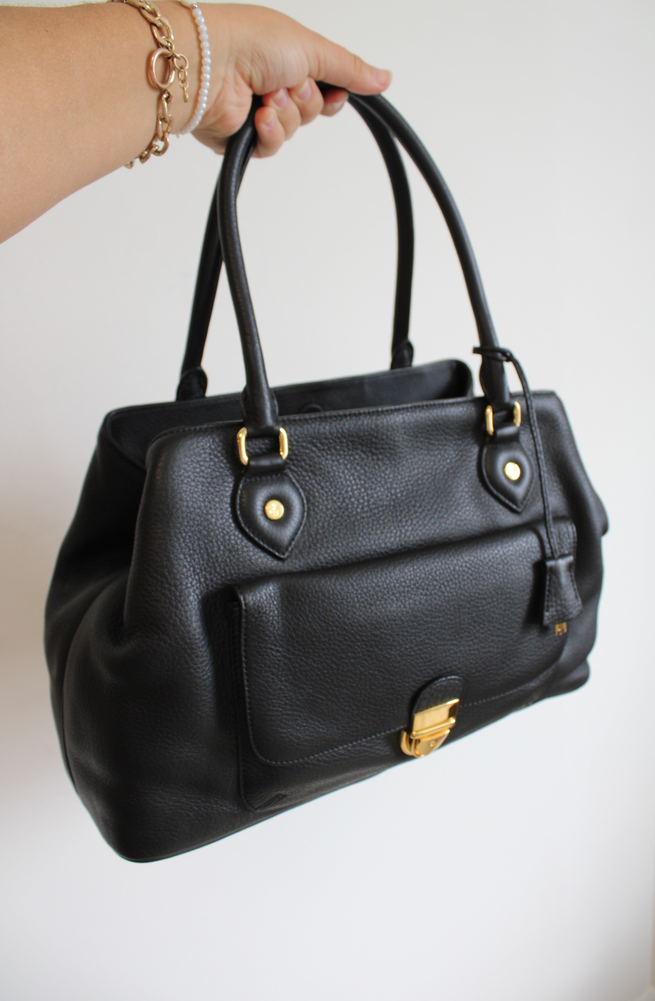 Brooks Brothers Black Leather Satchel