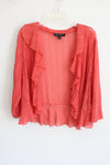 Connected Pink Lace Ruffle Lightweight Cardigan | 24W